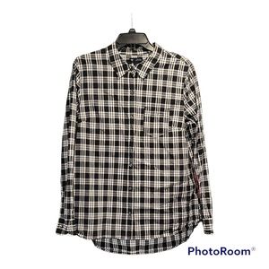 Gap HERITAGE POPLI BLACK PLAID boyfriend fit large women’s